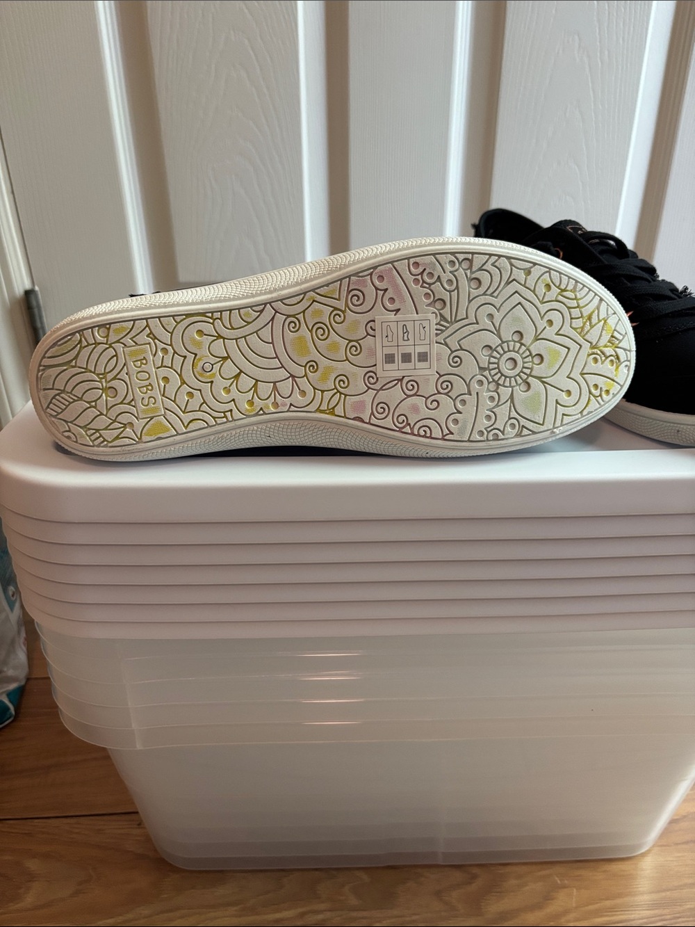 BOBS from Skechers Black Canvas Slip-On Sneakers with White Soles - Picture 4 of 7